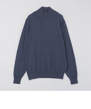ALANPAINE 12ゲージ ウール/コットン クォータージップ モックネック ニット