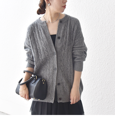 【WEB限定】SHIPS any:〈手洗い可能〉ヤク ケーブル クルーネック ニット カーディガン 2
