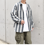 【SHIPS any別注】sports wear: オーバーサイズ フランネル パターン プリント シャツ◇