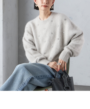 〈手洗い可能〉ビジュー FOX クルーネック プルオーバー