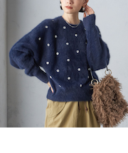 〈手洗い可能〉ビジュー FOX クルーネック プルオーバー