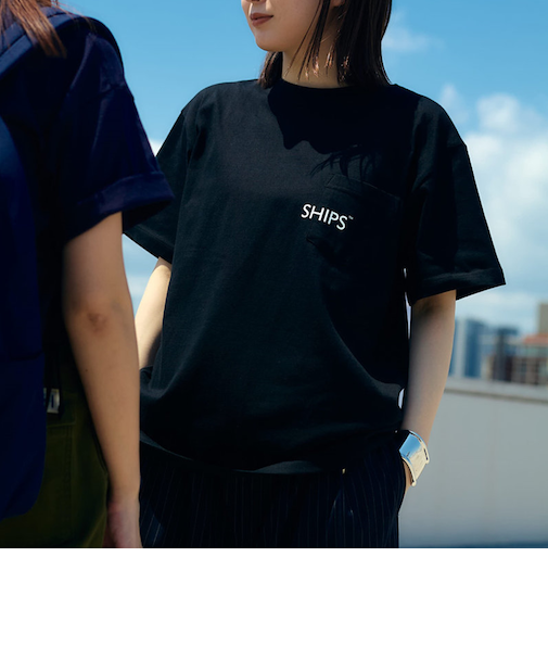 【WEB限定】SHIPS: SHIPSロゴ プリント ポケット Tシャツ