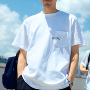 【WEB限定】SHIPS: SHIPSロゴ プリント ポケット Tシャツ