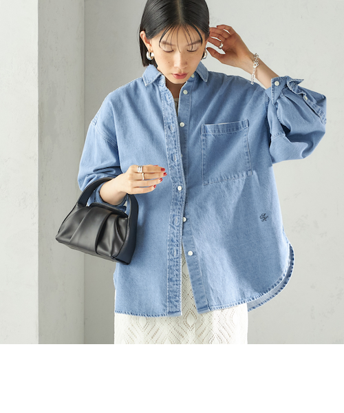 洗濯機可能〉デニム 刺繍 オーバー シャツ｜シップスの通販｜&mall