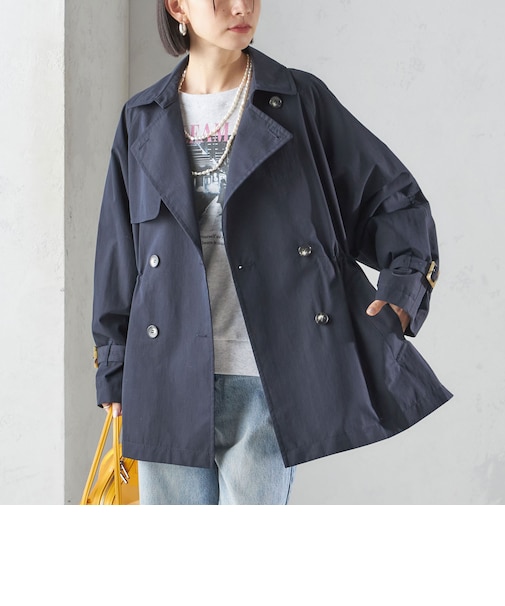 〈撥水加工〉ドロスト ショート トレンチ コート