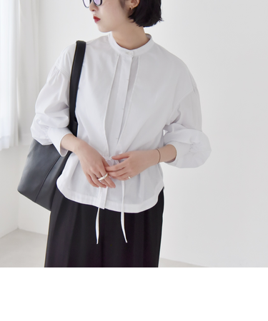 quaranciel:〈洗濯機可能〉シャンブレー ドローコード ヨーク シャツ ブラウス