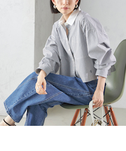 〈洗濯機可能〉ピン オックス 刺繍 クロップド シャツ