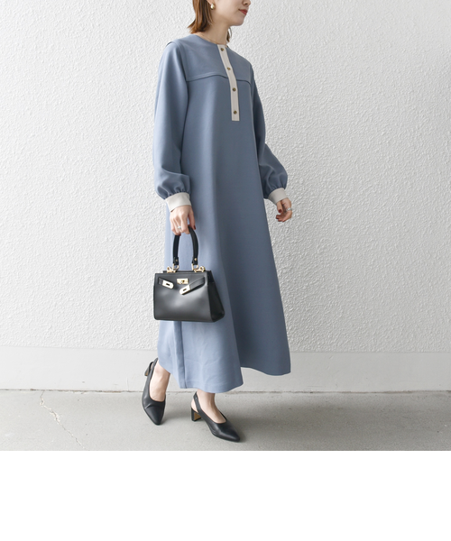 SHIPS any:〈洗濯機可能〉ダブルクロス ヨークカラー ワンピース