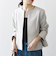 SHIPS any:〈洗濯機可能〉ダブルクロス  ペプラム ノーカラー ジャケット［NAVY BLUE］