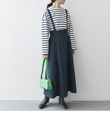 SHIPS any:〈洗濯機可能〉オックス フレア サスペンダースカート［NAVY BLUE］