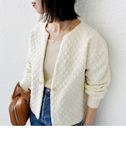 《一部追加予約》【WEB限定】〈手洗い可能〉キルティング ジャカード カーディガン