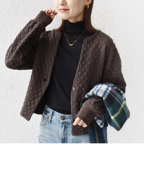 《一部追加予約》【WEB限定】〈手洗い可能〉キルティング ジャカード カーディガン