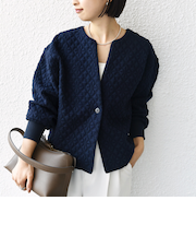 【WEB限定】〈手洗い可能〉キルティング ジャカード カーディガン