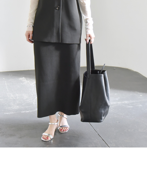 quaranciel:〈手洗い可能〉Iライン ニット スカート（セットアップ対応）