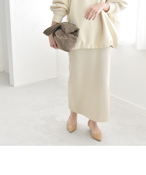 quaranciel:〈手洗い可能〉Iライン ニット スカート（セットアップ対応）