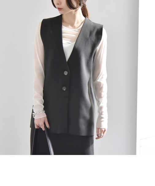 quaranciel:〈手洗い可能〉Vカラー ニット ジレ