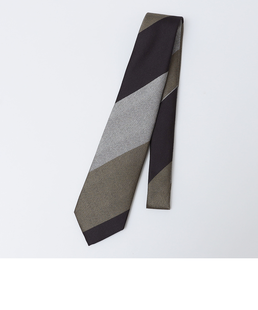 SHIPS: シルク ヘリンボーン ワイド ストライプ ネクタイ