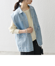 SHIPS any:〈洗濯機可能〉デニム ベスト［SHIPS any DENIM］