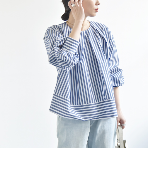 quaranciel:〈洗濯機可能〉REPREVE タック フレア シャツ ブラウス