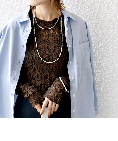 〈手洗い可能〉ラッセル レース クルーネック カットソー