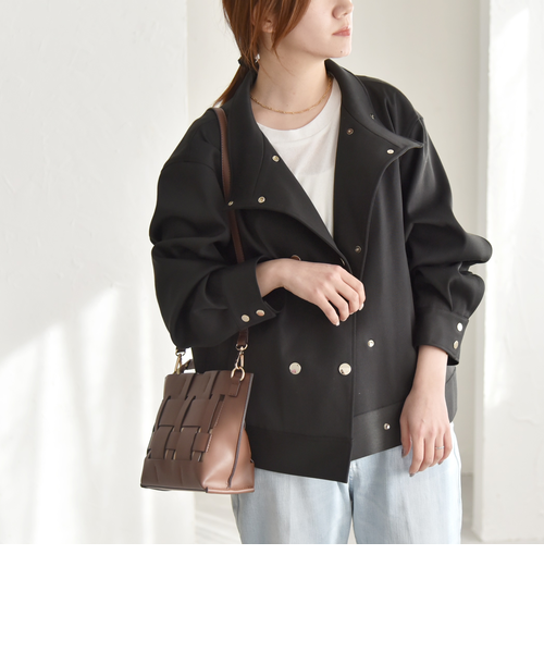 quaranciel: ダブル サテン スタンドカラー ブルゾン コート｜シップス