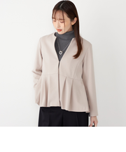 《一部追加予約》SHIPS Colors:ストレッチ ジョーゼット ペプラム ジャケット◆