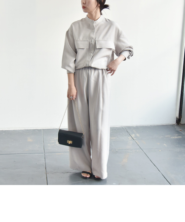 quaranciel:〈洗濯機可能〉ポケット シャツ ジャケット＆ワイドパンツ セットアップ