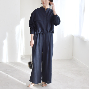 quaranciel:〈洗濯機可能〉ポケット シャツ ジャケット＆ワイドパンツ セットアップ