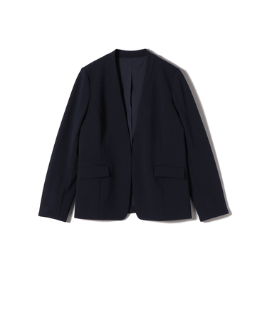 《一部追加予約》SHIPS Colors:ストレッチ ジョーゼット Vカラー ジャケット3 ◆