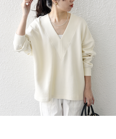 《追加予約》SHIPS any:〈手洗い可能〉サカリバ 深Vネック ルーズ プルオーバー