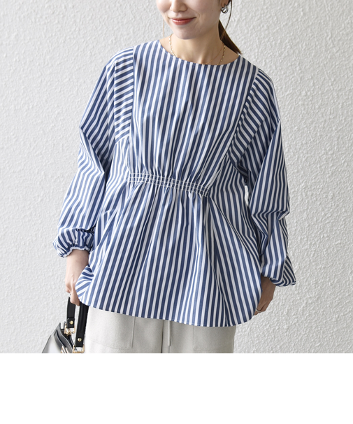 《一部追加予約》SHIPS any:〈洗濯機可能〉REPREVE ギャザー パフシャツ ブラウス