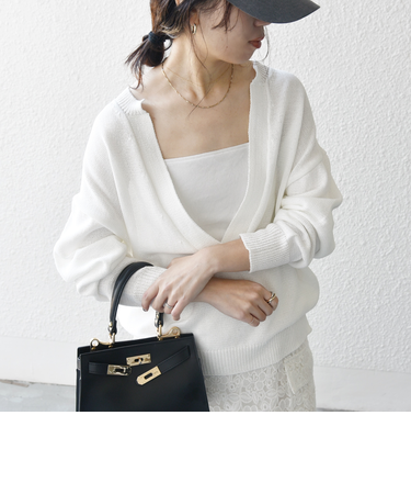 SHIPS any:〈手洗い可能〉バルキー シアー Vネック ニット プルオーバー