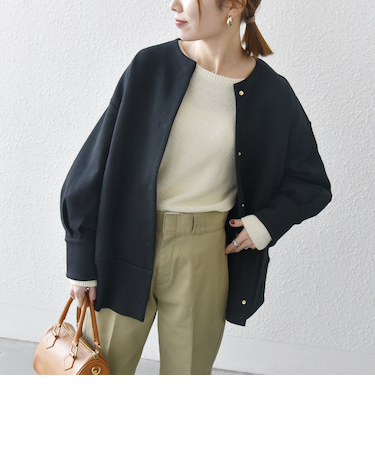 【WEB限定】SHIPS any: ダブルジャージー ノーカラー コート 25SS