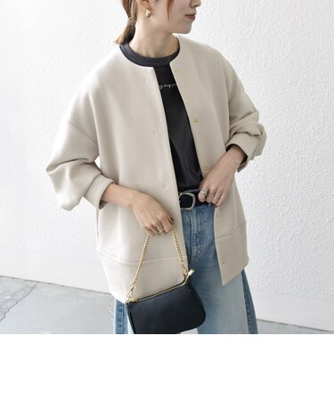 【WEB限定】SHIPS any: ダブルジャージー ノーカラー コート 25SS