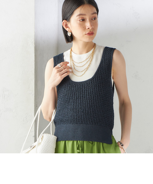 〈手洗い可能〉ペーパー ポリエステル ノースリーブ プルオーバー