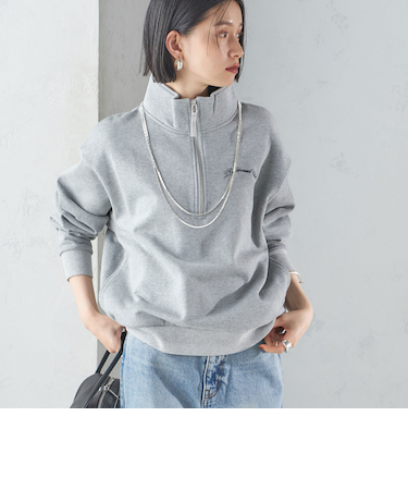 【SHIPS別注】LOGAN KNITTING MILLS: ハーフ ジップ プルオーバー