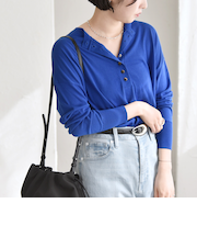 quaranciel:〈手洗い可能〉シルク ミックス ヘンリーネック ニット プルオーバー