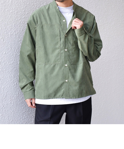 SHIPS any:〈洗濯機可能〉フェード ピーチスキン バンドカラー シャツ◇