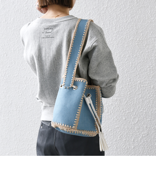 SHIPS any: エンブロイダリー 巾着 ショルダー バッグ