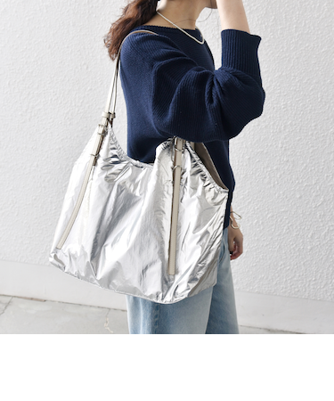 SHIPS any: A4 メタリック ナイロン トート バッグ