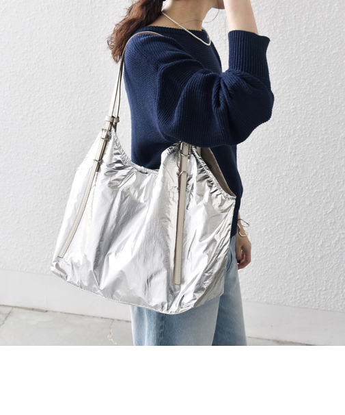 SHIPS any: A4 メタリック ナイロン トート バッグ