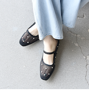 【SHIPS any別注】eblouna: メッシュ クリアドット フラット シューズ