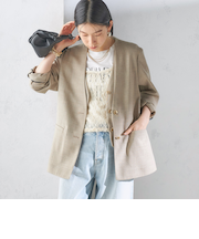 〈手洗い可能〉Asami 麻調合繊 カラーレス ジャケット