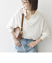 SHIPS any:〈UVカット/手洗い可能〉シアー スキッパー ニット ポロシャツ