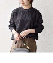 《一部追加予約》〈手洗い可能〉ジャカード バンピー クルーネック プルオーバー