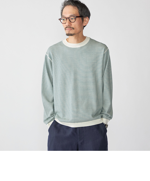 SHIPS:〈洗濯機可能〉14ゲージ マイクロボーダー ウール スウェット ニット