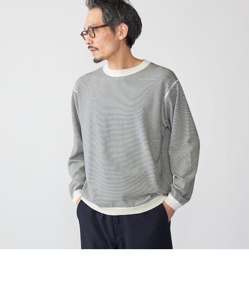 SHIPS:〈洗濯機可能〉14ゲージ マイクロボーダー ウール スウェット ニット