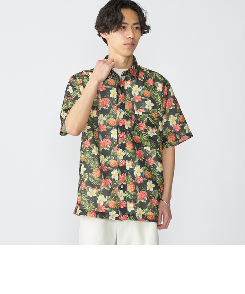SHIPS: メッシュ プリント レギュラーカラー ショートスリーブ シャツ