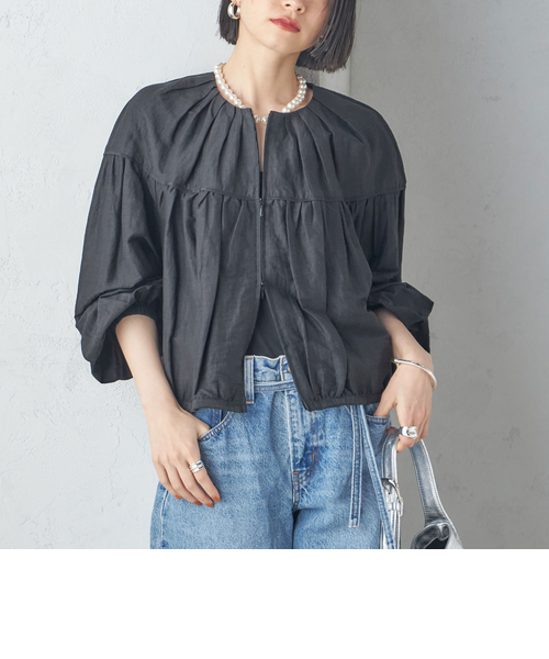 手洗い可能〉リネン混 シアー ギャザー ブルゾン｜シップスの通販