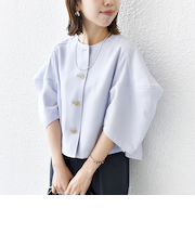 【WEB限定】〈洗濯機可能〉リネンライク ランタン袖 ジャケット